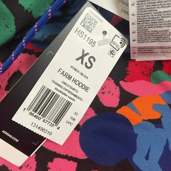 NWT Adidas Women's FARM Rio All Over Print Pullover Hoodie-Multi-Color XS NWT - Picture 5 of 6